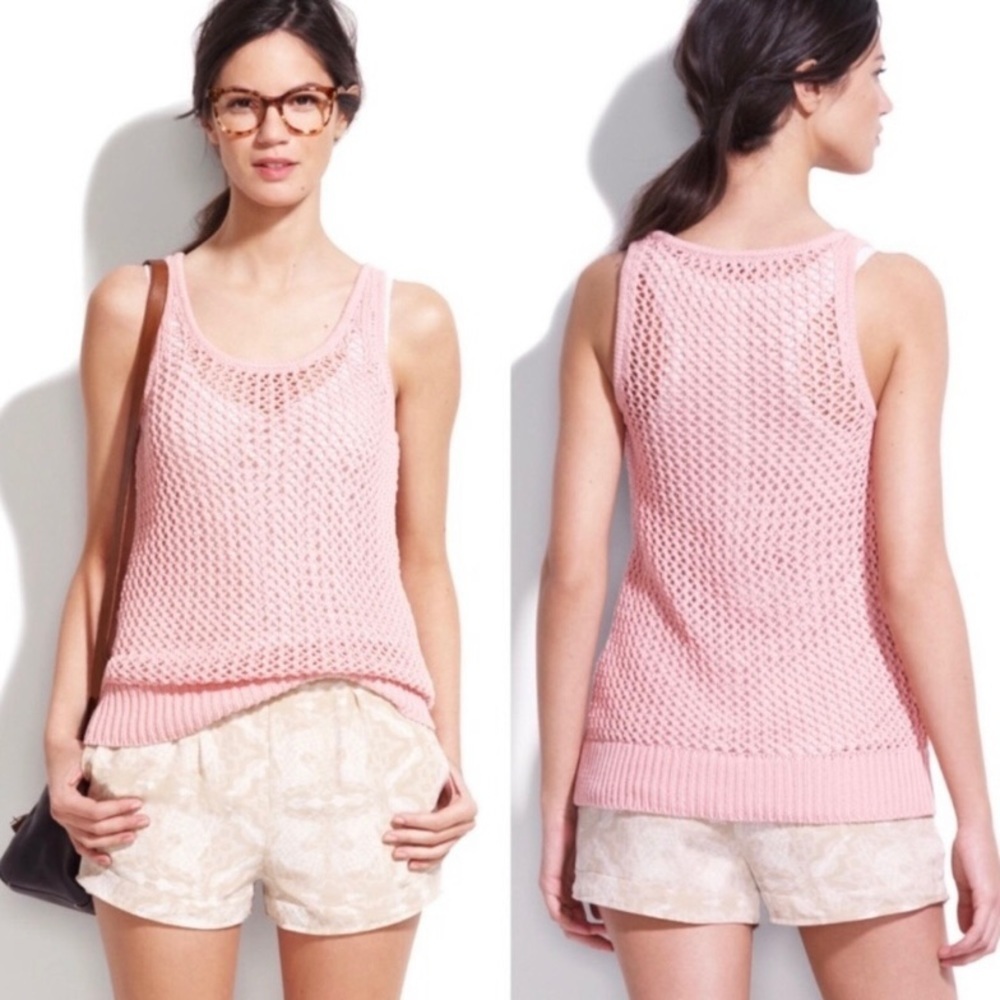 MADEWELL WALLACE Wellspring Open Knit Shell Pink Top Tank Small